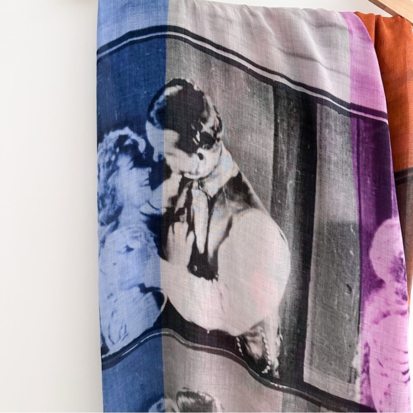 Suzi Roher Modal Silk Scarf Made In Italy Frayed Edge Art Print Movie Portrait - Picture 3 of 7